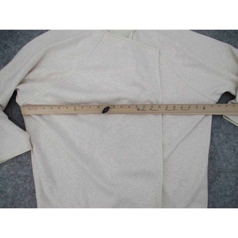 Athleta Womens Sweater XL Oversized Fleece Lined Oatmeal Heather Cardigan Knit - Picture 13 of 16